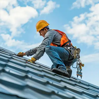 Vue aérienne d'une toiture rénovée